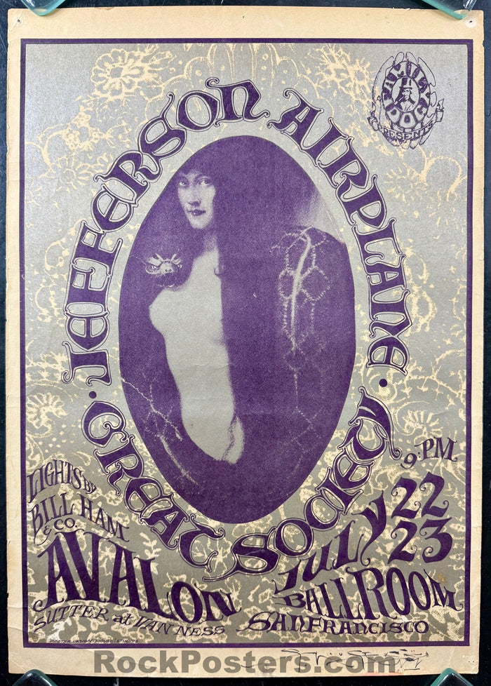 AUCTION - FD-17 - Jefferson Airplane - Mouse Signed - 1966 Poster - Avalon Ballroom -  Excellent - SF Rock Posters & Collectibles