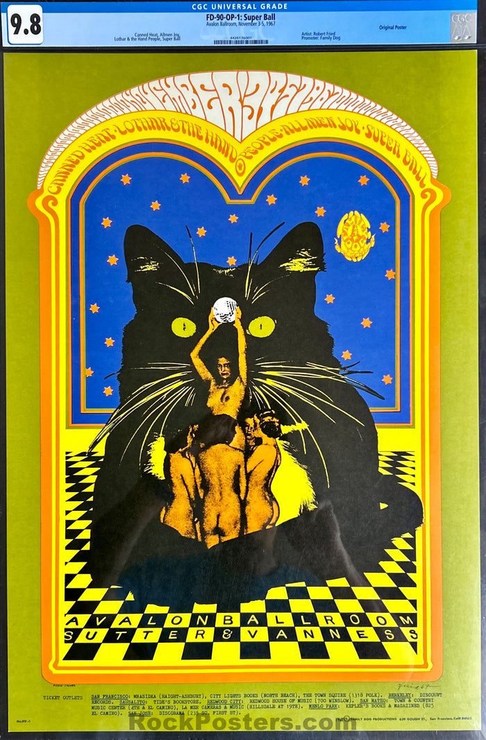 AUCTION - FD-90 - Canned Heat - Bob Fried - 1967 Poster - Avalon Ballroom - CGC Graded 9.8 - SF Rock Posters & Collectibles