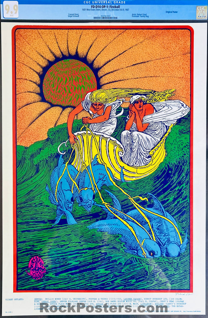 AUCTION - FDD-14 - Canned Heat - Bob Fried - 1967 Poster - Family Dog Denver - CGC Graded 9.9 Mint - SF Rock Posters & Collectibles