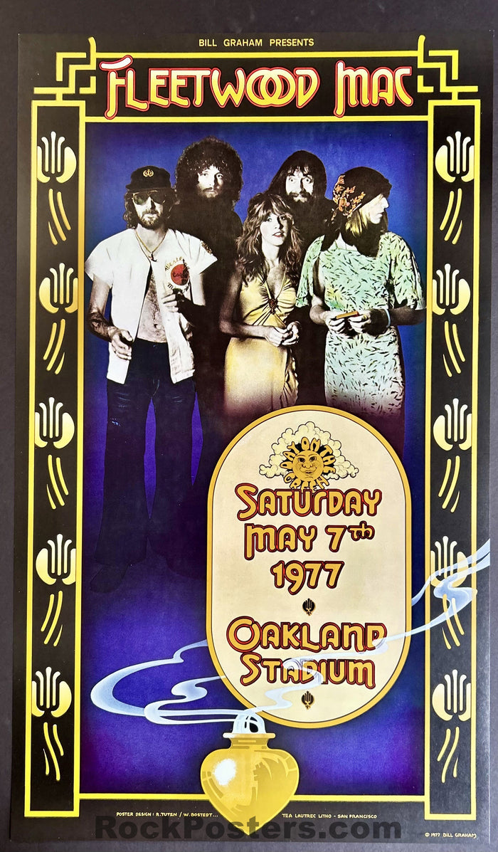 AUCTION - Fleetwood Mac - Randy Tuten - 1977 Poster - Oakland Stadium - Mint