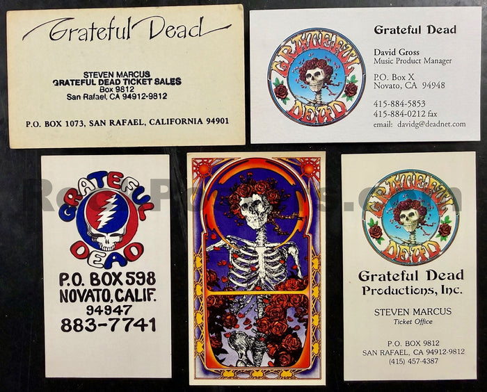 AUCTION - Grateful Dead - 70s & 80s Business Cards (5) - Near Mint Minus - SF Rock Posters & Collectibles