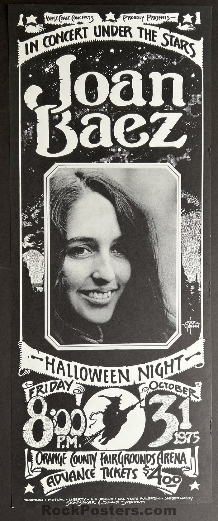 AUCTION - Joan Baez - Rick Griffin - Orange County Fairgrounds - 1975 Poster - Near Mint Minus