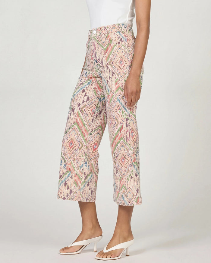 Tropical Ikat $|& Dear John Audrey Super High Rise Wide Leg Jeans - Hanger Front