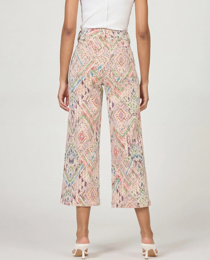 Tropical Ikat $|& Dear John Audrey Super High Rise Wide Leg Jeans - Hanger Side
