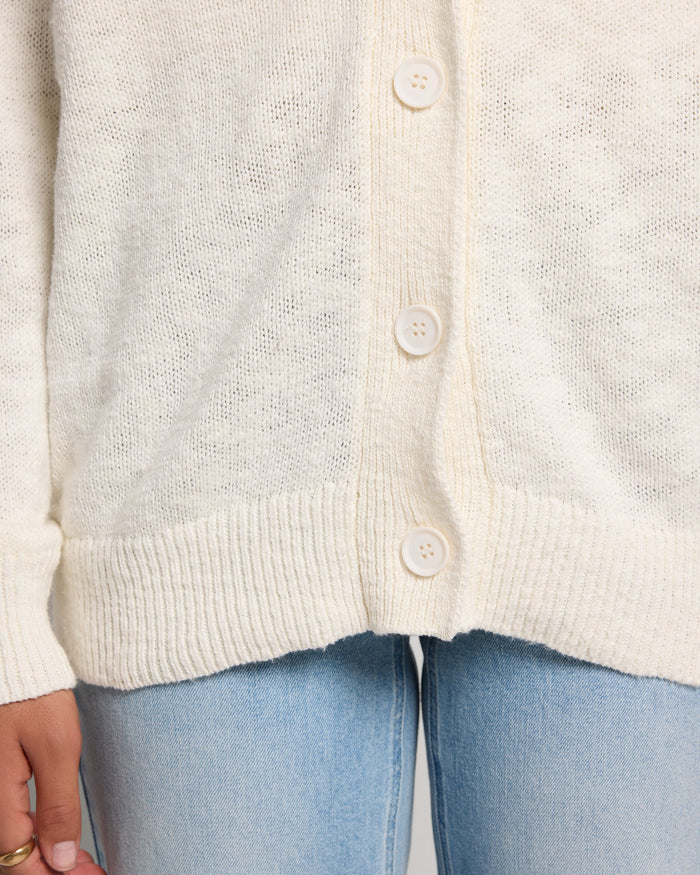 Cream $|& SEAS Aura Shawl Collar Cardigan - SOF Full Front