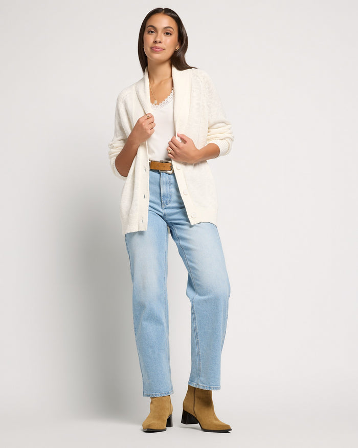 Cream $|& SEAS Aura Shawl Collar Cardigan - UGC On Fig