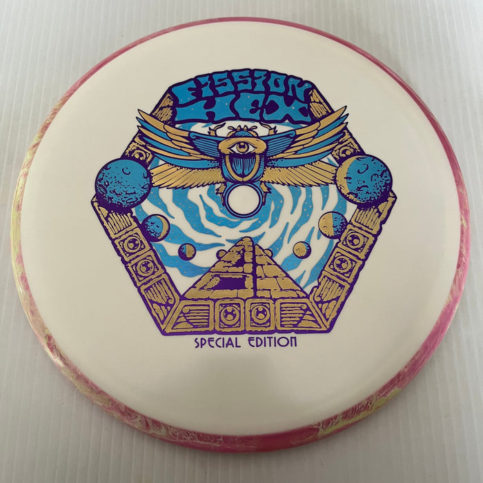 White/Swirly Pink & Yellow Rim/173g 15
