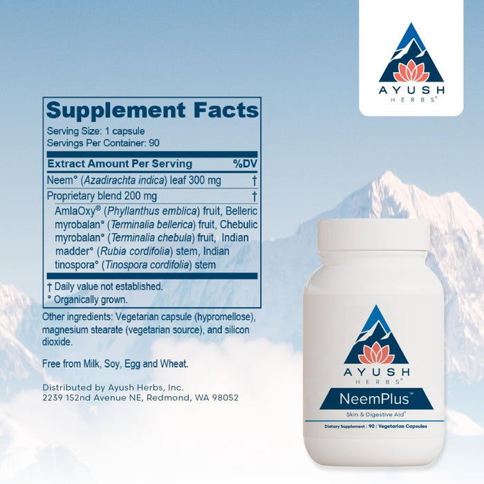 Ayush Herbs Neem Plus 90 Vcaps - The Oasis of Health