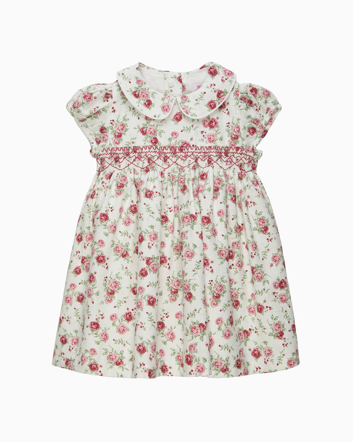 Confiture Dress Baby Arabella Rose Floral Smocked Dress in Pink