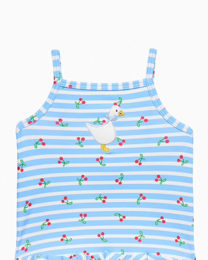 Hampton Swim Swimsuit Baby Cherry Stripe Duck Swimsuit in Blue
