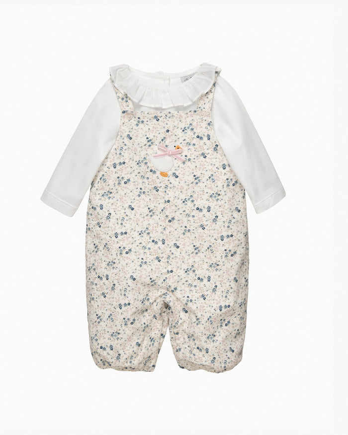 Lapinou Dungarees Baby Ditsy Cord Duckling Dungaree Set
