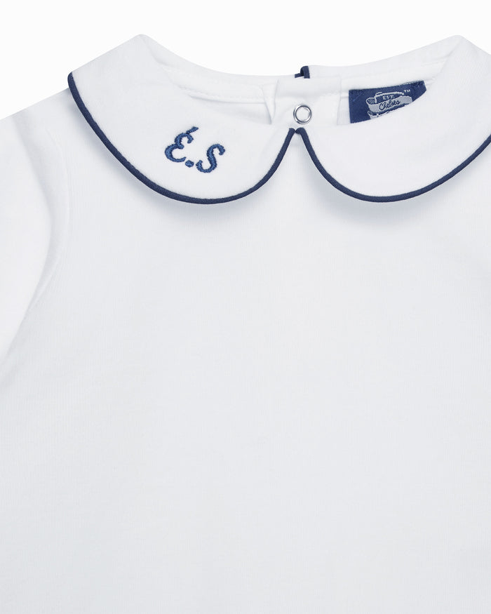 Chelsea Clothing Company Body Baby Long-Sleeved Milo Body in White/Navy