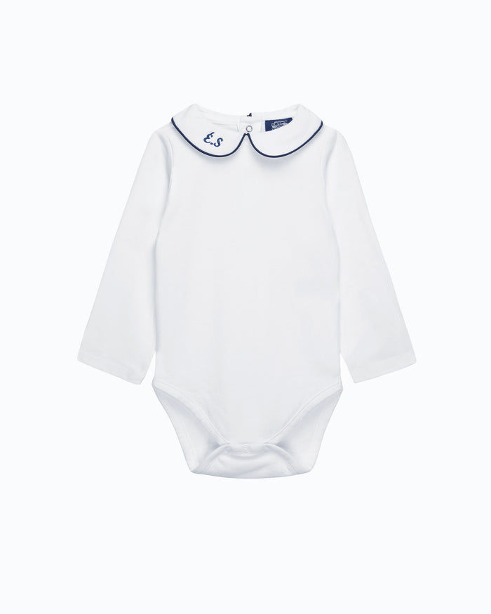 Chelsea Clothing Company Body Baby Long-Sleeved Milo Body in White/Navy