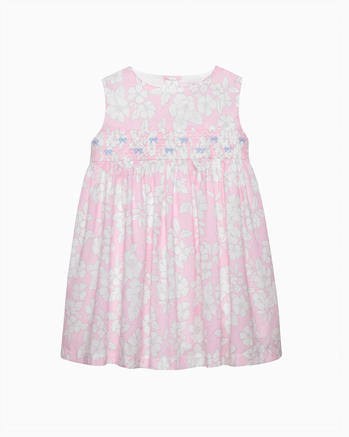 Confiture Dress Baby Molly Smocked Pinafore Dress in Pale Pink Floral