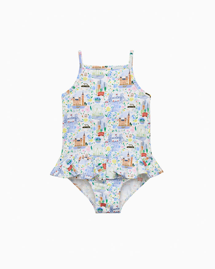 Hampton Swim Swimsuit Baby Peplum Swimsuit in London Scenes