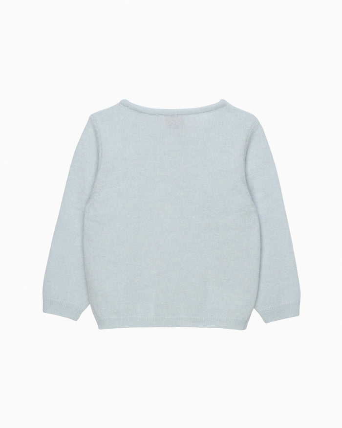 Confiture Cardigan Baby Velvet Bow Cardigan in Pale Blue