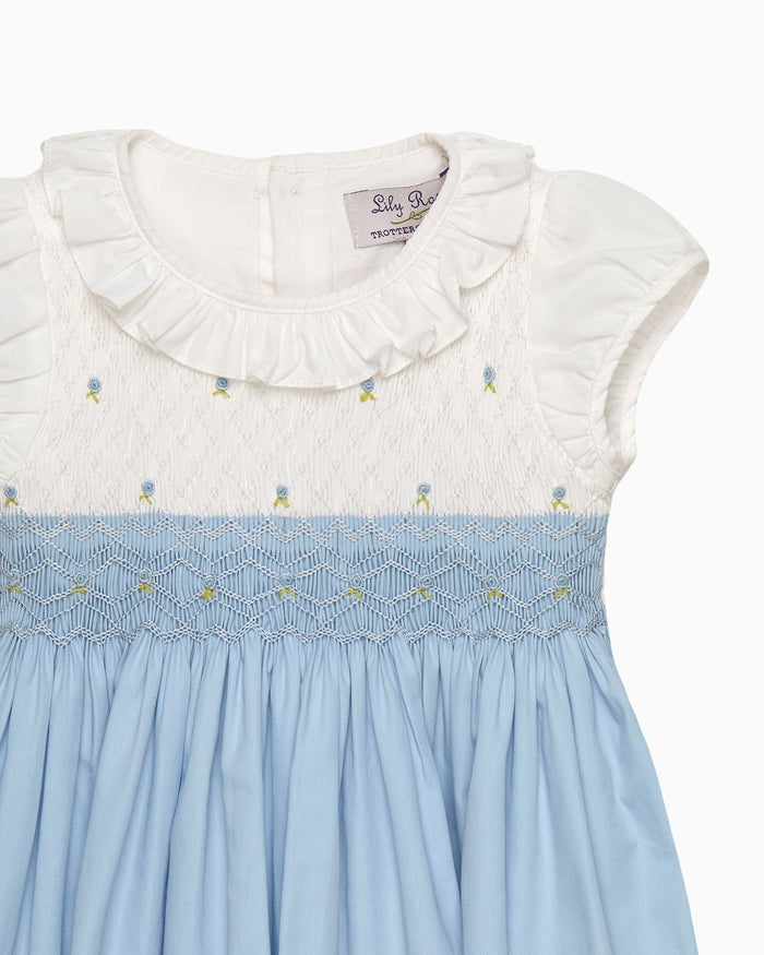 Lily Rose Dress Baby Willow Hand Smocked Dress in Cornflower