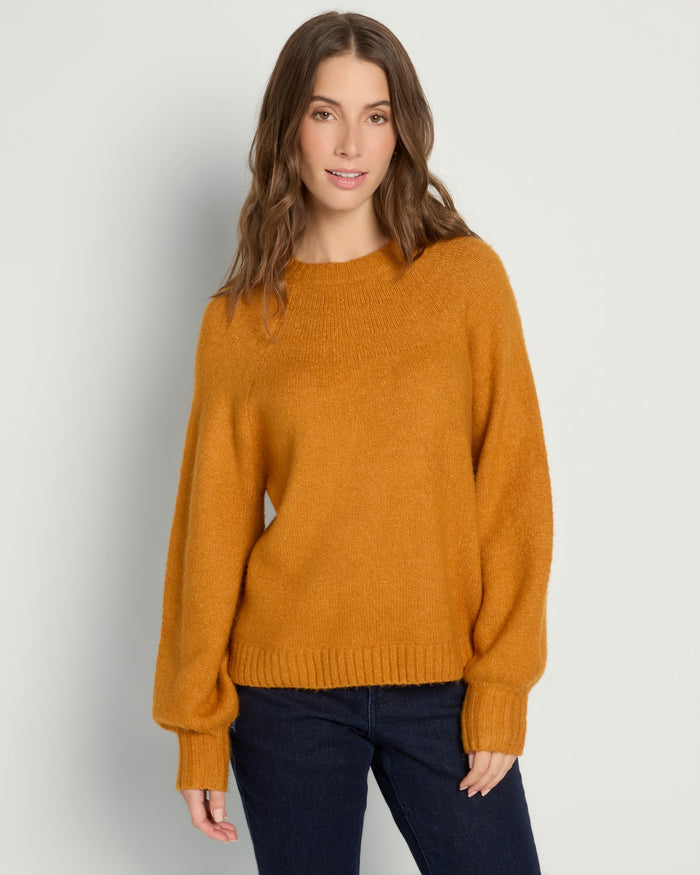 Mustard $|& SEAS Balloon Sleeve Crewneck Sweater - SOF Front