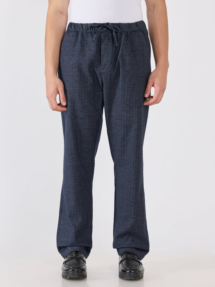 mens Striped Drawstring Loose Fit Pant - navy