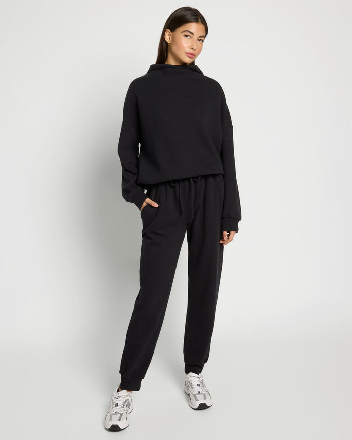 Black $|& Interval Bay Funnel Neck Sweatshirt - UGC On Fig