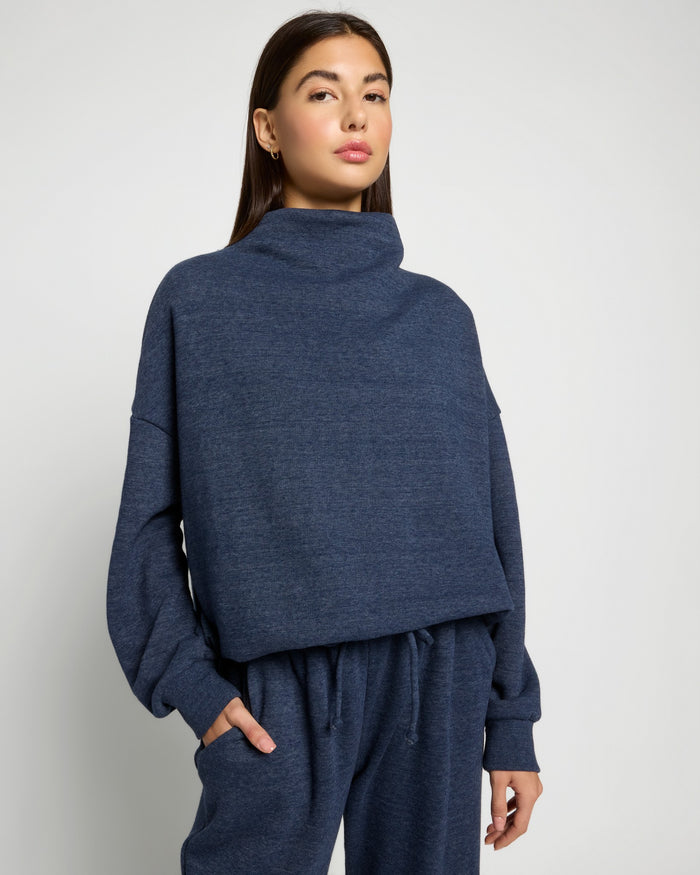 Ink Navy $|& Interval Bay Funnel Neck Sweatshirt - SOF Front