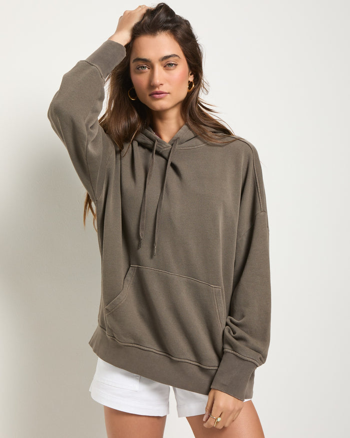 Truffle $|& SEAS Bayside Mineral Wash Hoodie - VOF Side