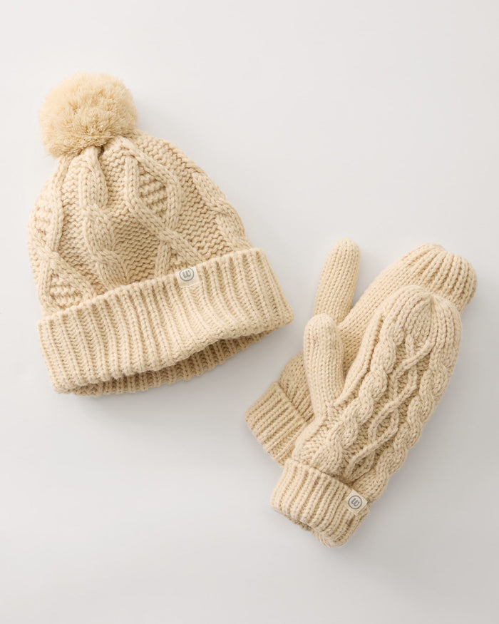 Tan $|& wantable Beanie and Mitten Set - Hanger Detail