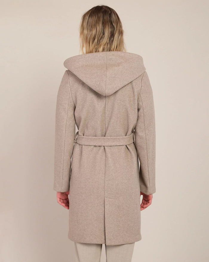Stone $|& Room 34 Belted Hooded Coat - Hanger Side