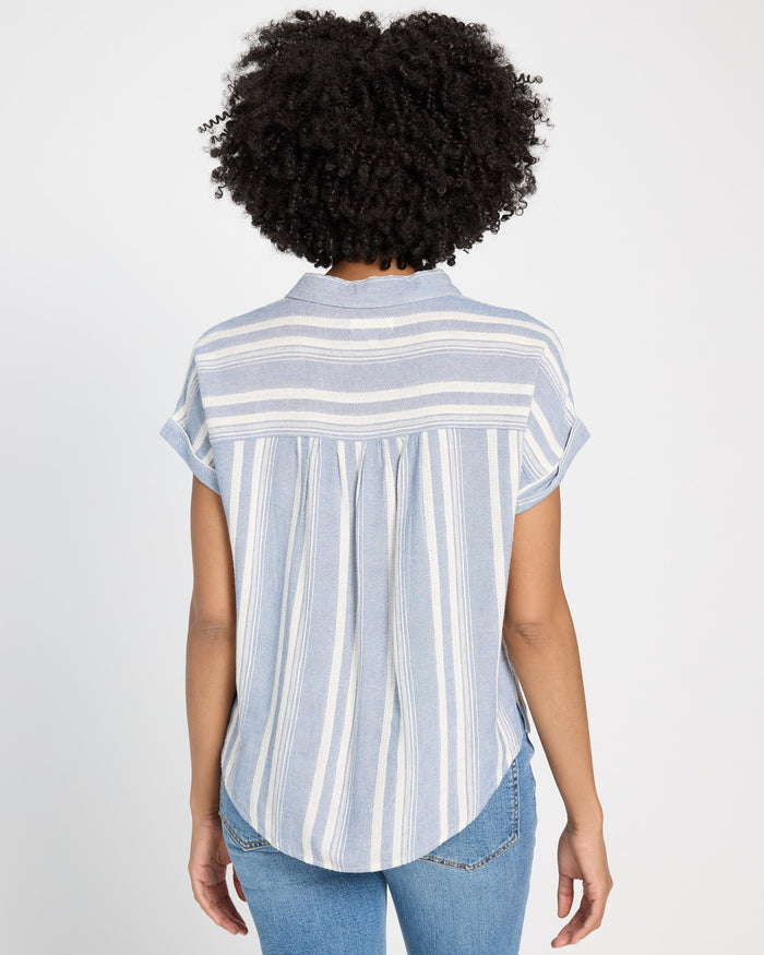 Ivory Blue $|& Thread & Supply Benny Button Front Shirt - SOF Back