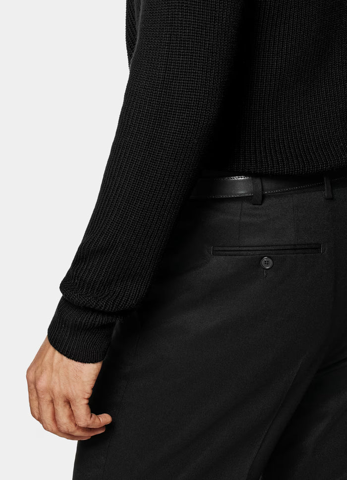 Black Ribbed Merino Crewneck