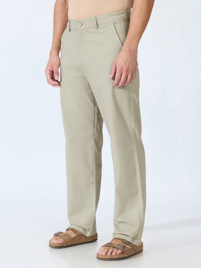 Bliss - Comfort Fit Cotton Pant - Light Sage Green