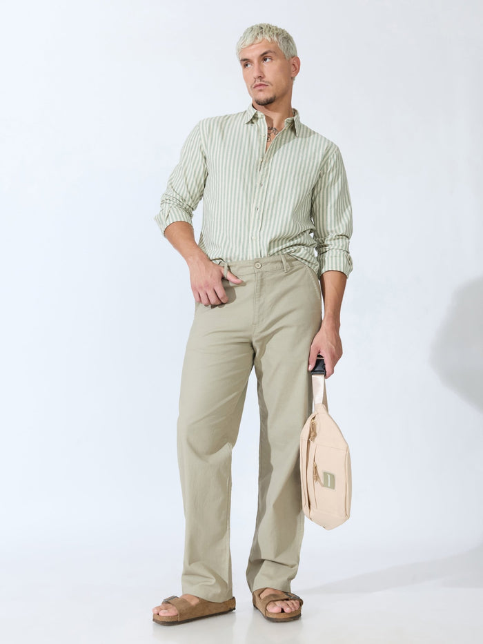 Bliss - Comfort Fit Cotton Pant - Light Sage Green