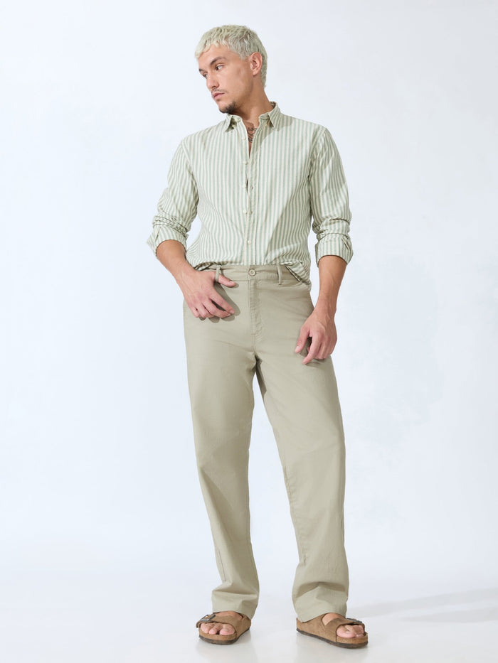 Bliss - Comfort Fit Cotton Pant - Light Sage Green