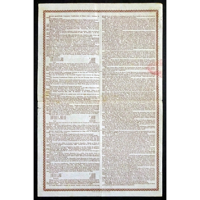 Bonos del Honorable Ayuntamiento de la Ciudad de Puebla de Zaragoza