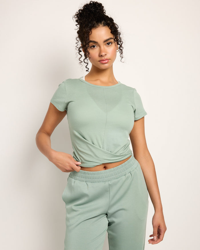 Sage $|& Interval Boost Twist Tee - SOF Front