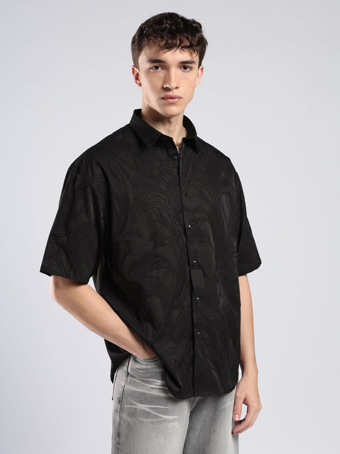 Bopha - Embroidery Half Sleeve Shirt - Black