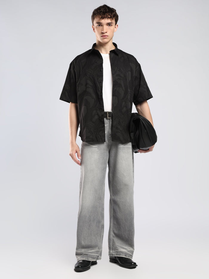 Bopha - Embroidery Half Sleeve Shirt - Black