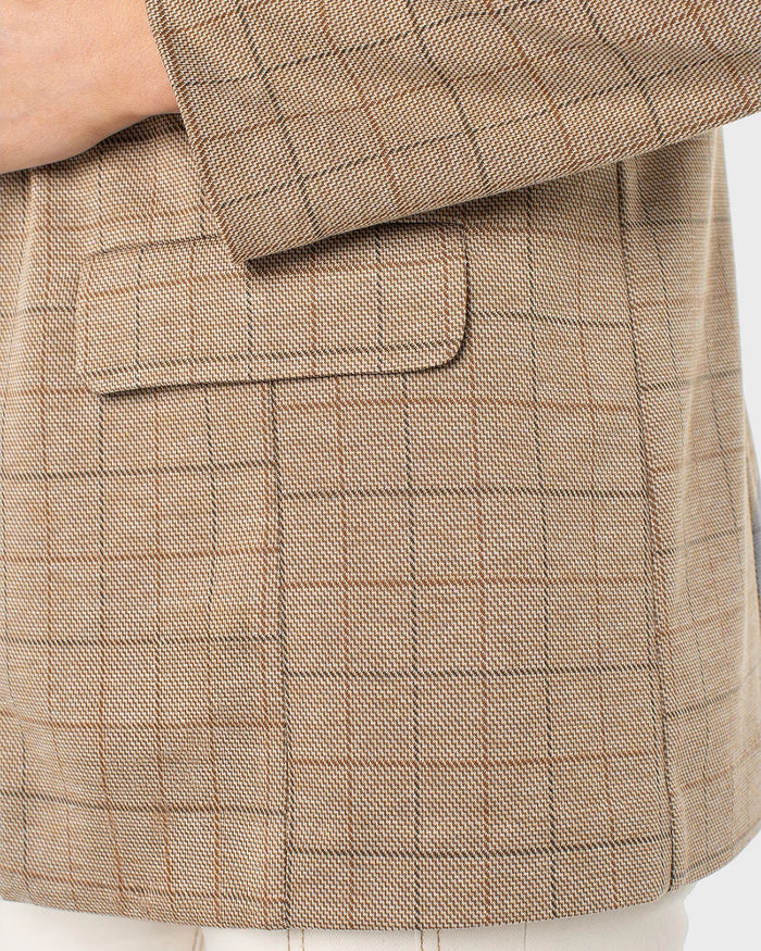 Khaki Grid Check $|& Liverpool Boyfriend Blazer - Hanger Back