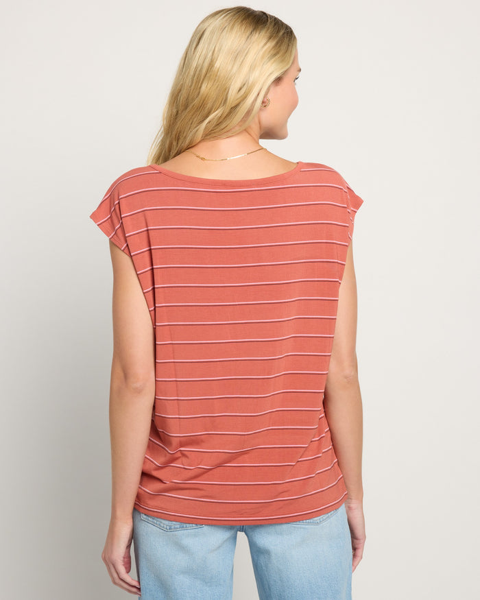 Burlwood Stripe $|& SEAS Brentwood Boat Neck Stripe Top - SOF Back
