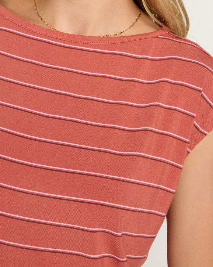 Burlwood Stripe $|& SEAS Brentwood Boat Neck Stripe Top - SOF Full Front