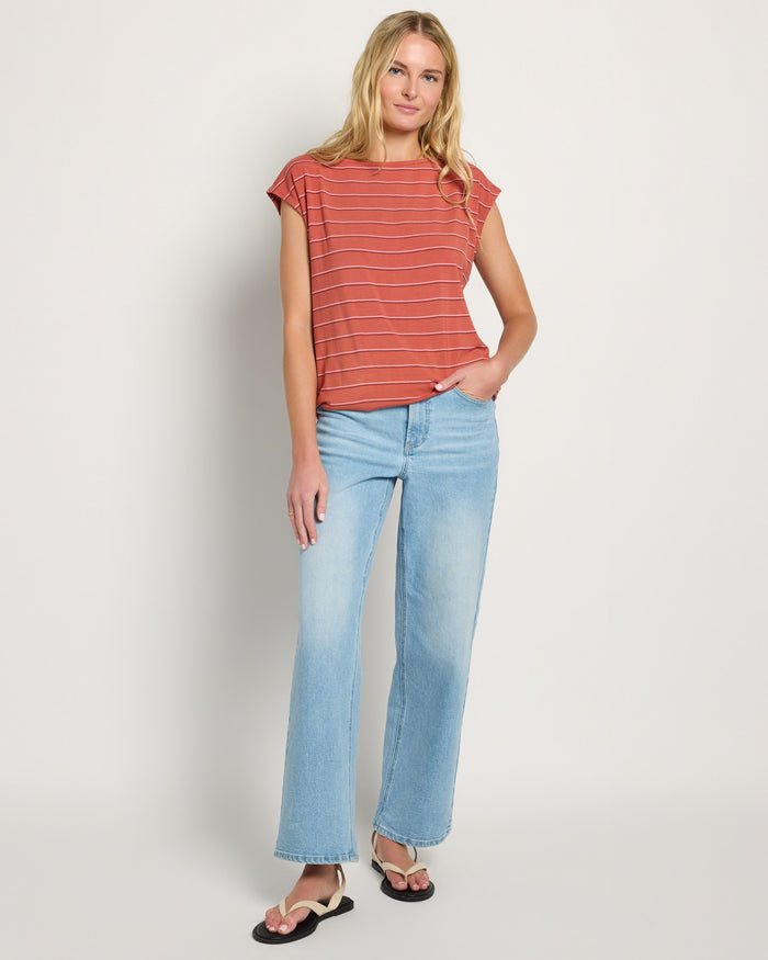 Burlwood Stripe $|& SEAS Brentwood Boat Neck Stripe Top - UGC On Fig