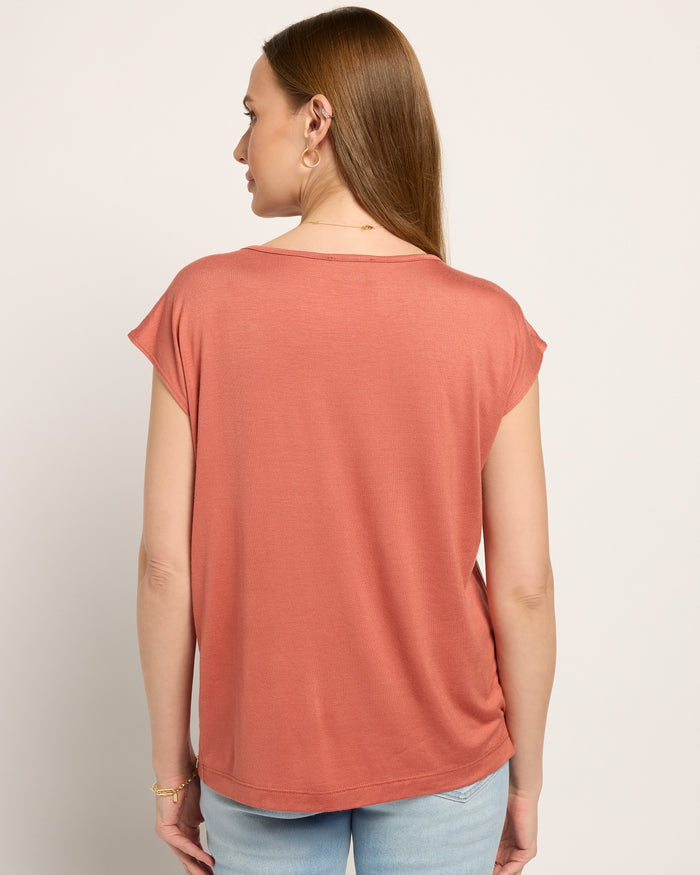 Etruscan Red $|& SEAS Brentwood Boat Neck Top - SOF Back
