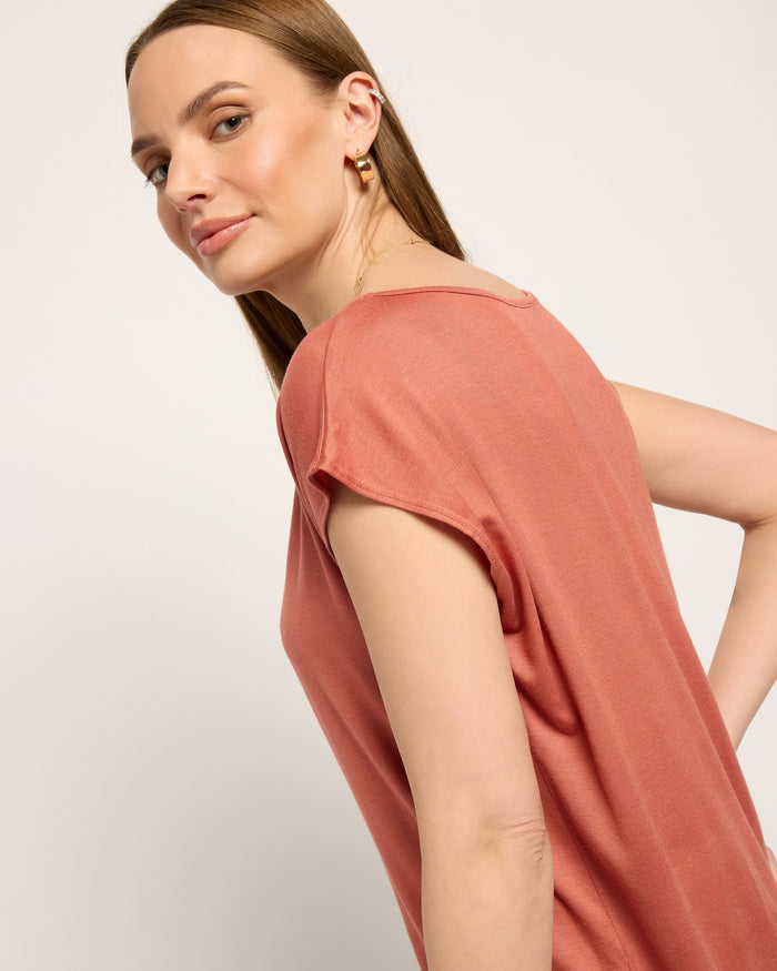 Etruscan Red $|& SEAS Brentwood Boat Neck Top - SOF Full Front