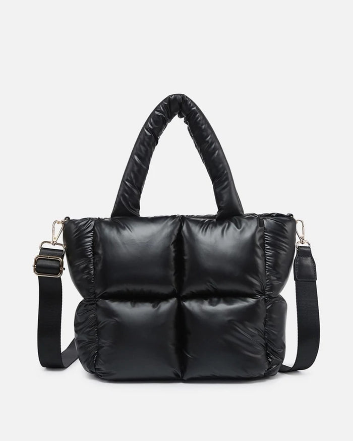 Black $|& Jen & Co. Brittany Puffer Tote - VOF Front