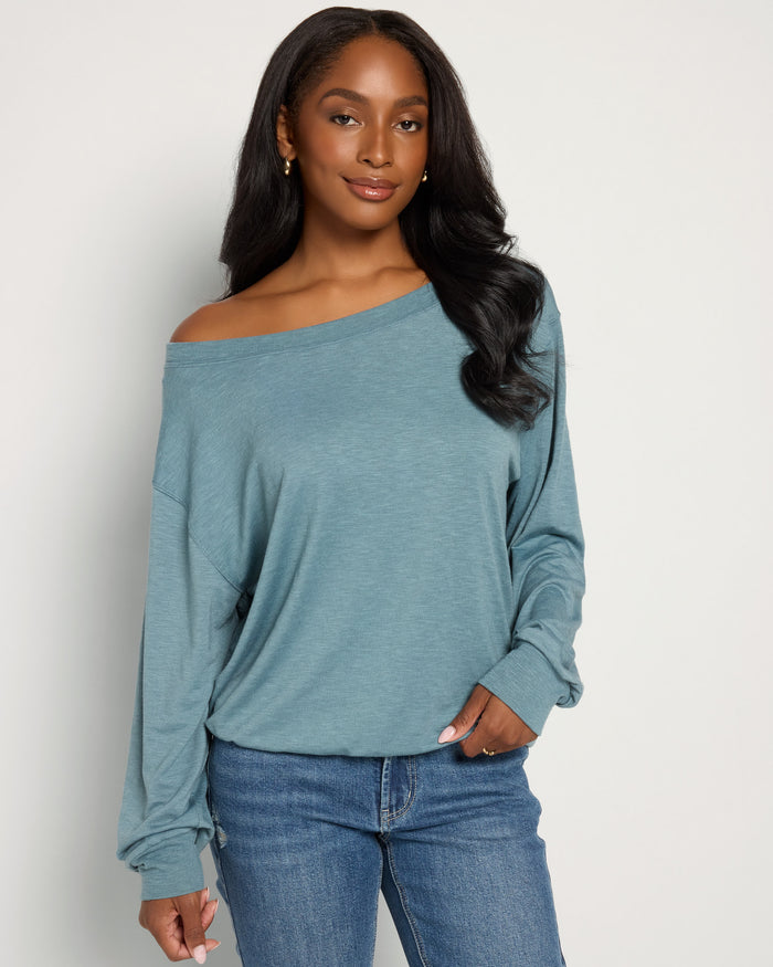 Lagoon $|& SEAS Brooksville Slub Off The Shoulder Top - SOF Front