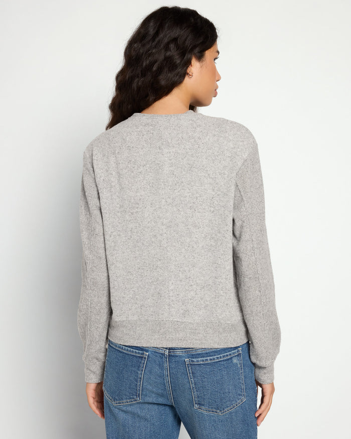 Heather Grey $|& Theo & Spence Brushed Knit Bomber Jacket - SOF Back