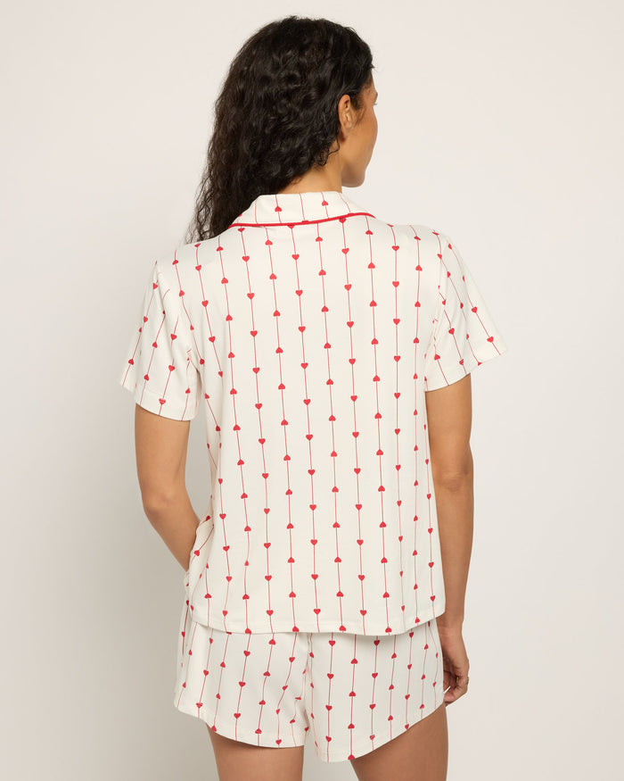Red Hearts $|& Bobeau Butter Knit Brushed DTY Printed V-Neck and Short Set - SOF Back