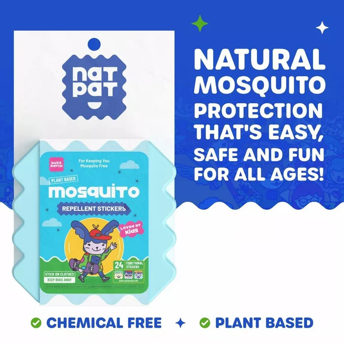 BuzzPatch" DEET‑Free Kids Mosquito Repellent Stickers: Citronella Scented