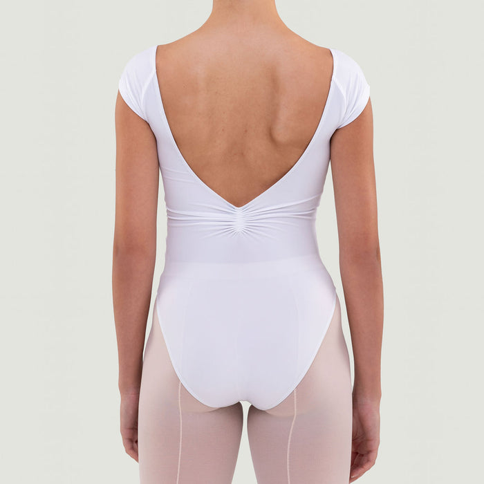 Cap Sleeve Pinch Leotard WHITE