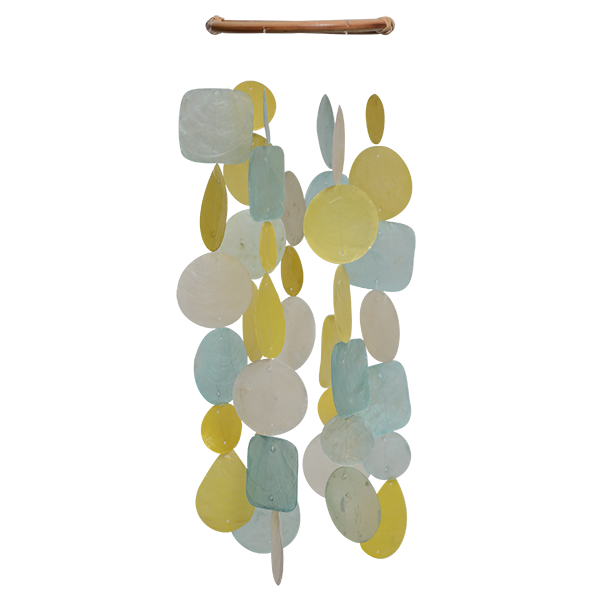 Capiz Chime Small Round | Aqua Yellow